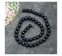 IDGTTLDF Peacock Black Round Pearl Necklace Bracelet Sets Simple Gift For Lady Girls (Necklace)