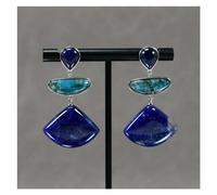 IDGTTLDF Pendientes colgantes de sodalita del Sector de piedras preciosas reales de apatita azul, joyería de moda, Estilo Vintage for mujer