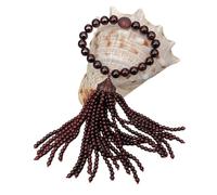 IDGTTLDF Pulsera de granate redonda ajustable con borla de granate de 0.157 in, tapa pavimentada de circonita cúbica