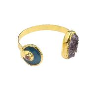IDGTTLDF Red Tourmaline Amethyst Druzy Quartz Blue Cat eye Coin Bangle Bracelet For Women Lady Jewelry