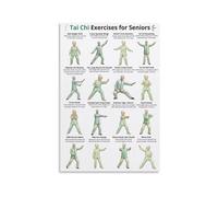 IDGTTLDF Senior Tai Chi Flow Metal Wall-Art Easy Step by Step Poses Exercise Chart for Home Living Room Decor 8 X 12 in