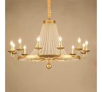 IDHBGJD Candelabros Estilo Vela Francesa, hebras de Cuentas de Cristal, Rueda de Metal, candelabro Grande para Sala de Estar, iluminación Colgante, Accesorio de Techo, vestíbulo