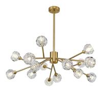 IDHBGJD Candelabros Sputnik Dorados de 15 Luces para Comedor, lámparas de Cristal Modernas para Sala de Estar, candelabros de latón de Mediados de Siglo para Cocina, Isla, Dormitorio, Entrada