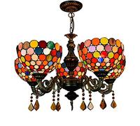 IDHBGJD Lámpara Colgante de Techo de 24 Pulgadas, 5 Cabezas, lámpara Tiffany, lámpara Colgante de Cristal Multicolor, lámpara Colgante para Restaurante, cafetería, Bar, Sala de Estar, luz Colgante