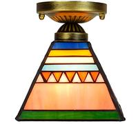 IDHBGJD Lámpara de Techo Estilo Tiffany, lámpara de Techo pequeña con vidrieras, lámpara Vintage Hecha a Mano con Forma de pirámide de 6 Pulgadas para Sala de Estar, Comedor, Dormitorio, Pasillo