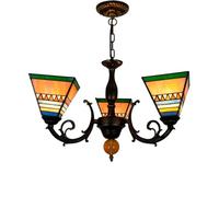 IDHBGJD Lámpara de Techo Tiffany de 3 Cabezas de 6 Pulgadas, Estilo Vintage, decoración de pirámide, lámpara Colgante para Comedor, Sala de Estar, Dormitorio, Restaurante, Pasillo