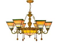 IDHBGJD Lámpara de Techo Tiffany de 6 Cabezas, 6 Pulgadas, Estilo pirámide, decoración de Estilo Vintage, lámpara Colgante de Cristal para Comedor, Sala de Estar, Dormitorio, Restaurante, Pasillo