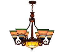 IDHBGJD Lámpara de Techo Tiffany de 6 Cabezas de 6 Pulgadas, lámpara Colgante de decoración de Estilo Vintage pirámide para Comedor, Sala de Estar, Dormitorio, Restaurante, Pasillo