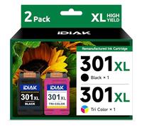IDIAK 301XL Cartuchos de Tinta Negro y Color Remanufacturado para HP 301 Cartuchos de Tinta Compatible con Envy 4500 4504 5530 5532 DeskJet 1510 2540 1050 3050 2050 2510 OfficeJet 2622 4630
