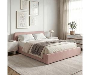 IDIMEX Cama tapizada Marini de 140 x 200 cm en rosa viejo - Cama acolchada con somier, diseño moderno y estructura de madera estable con patas de plástico