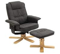 IDIMEX Charly - Sillón de relax con taburete giratorio, inclinación ajustable, color antracita, carga máxima de 100 kg, para salón, TV, sillón con función reclinable, sillón tapizado y taburete