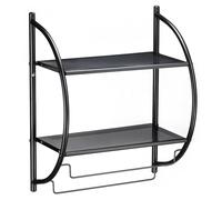 IDIMEX Janine - Estantería de baño con 2 estantes y 2 toalleros, Color Negro, baño y Ducha, Metal Resistente, Ideal para Accesorios de baño y Ducha