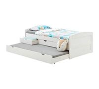 IDIMEX Jessy cama infantil funcional con cajón y almacenamiento de 3 cajones, 90 x 190 cm, 1 plaza, madera maciza barnizada, color blanco