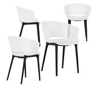IDIMEX Juego de 4 sillas de jardín OLINDO, color blanco, para interior y exterior, de plástico, resistentes a los rayos UV y robustas, sillas para balcón, terraza o comedor