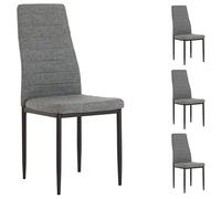 IDIMEX Nathalie - Juego de 4 sillas de comedor modernas con funda de tela en gris, estructura de metal en negro, cómoda silla tapizada