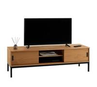 IDIMEX Selma - Mueble bajo para TV (diseño industrial, 2 puertas correderas, 1 compartimento abierto, pino macizo, barnizado/encerado)