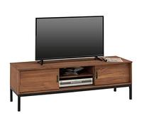 IDIMEX Selma - Mueble bajo para TV (diseño industrial, 2 puertas correderas, 1 compartimento abierto, pino macizo, barnizado), color marrón