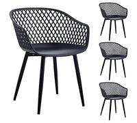IDIMEX Silla de comedor Madeira, bonita silla de cocina en diseño retro, cómoda silla de comedor en juego de 4, práctica silla de comedor de plástico en negro