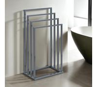 IDIMEX Toallero Senza de pie, color gris, moderno toallero con 4 barras, estructura de metal con recubrimiento en polvo, organizador de toallas para baño y habitación de invitados