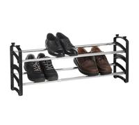 IDIMEX Zapatero Tower extensible negro - Zapatero con 2 niveles de metal, apilable, ahorro de espacio, organizador de zapatos para pasillo