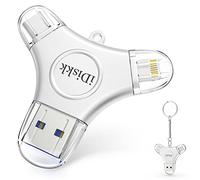 iDiskk 128GB Photo Stick 3 en 1 USB-C iPhone/iPad MFi Certified, iPhone/iPad Backup Flash Drive Funciona con iOS y PC/Mac