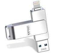 iDiskk 256GB Flash Drive 2 en 1 Certificado MFi (Type-C + Lightning) para iPhone, iPad, Teléfonos USB-C, Mac y PC