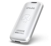 iDiskk SSD Externa 1000GB de 2000 MB/s, USB 3.2 Gen 2x2 USB-C, Unidad Portátil de Estado Sólido con Cable USB-C de Bolsillo (Plateada)