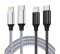 IDISON Cable iphone Carga Rapida 27W, 2Pack 1M+2M Cable iphone usb c [Certificado MFi],3A Nylon Cable usb c a Lightning para Apple iPhone14 13 12 Pro XR XS MAX X 8 Plus