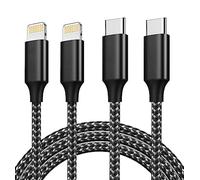 IDISON USB C Lightning Cable, MFi Certificado Tipo C iPhone Cable de carga 2M 2 PACK, Apple Cable carga rápida compatible iPhone 14/14 Pro/13/13 Mini/12/12 Pro MAX/XS/XR/SE/iPad, negro+negro