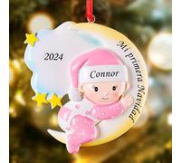 iDIY Adornos de Navidad Personalizados - Mi Primera Navidad Bebé Niña Niño - Bola Navideña con Nombre