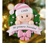 iDIY Adornos de Navidad Personalizados - Mi Primera Navidad Bebé Niña - Regalos Navidad Originales - Bola Navideña con Nombre