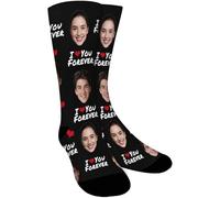 iDIY Calcetines Personalizados con Foto y Texto, Regalos de Cumpleaños Personalizados Regalos de Divertidos 3 fotos-Te quiero