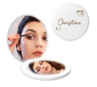 iDIY Espejo de Maquillaje con 3 luz personalizado con nombre- 1x/10x Aumento espejo de viaje con inicial/flor de cumpleaños,De mano, portátil y de 12 caras,regalos prácticos para mujeres