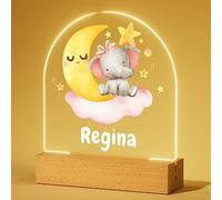 iDIY Lampara Bebe con Nombre - Regalo Bautizo Niña Niño, Regalos Bebes Recien Nacidos Originales, Regalo de Cumpleaños y Comuniones - Elefantito