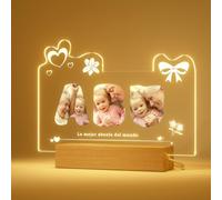 iDIY Lámpara Personalizada, Luz de Noche con Fotos y Textos, Regalos Originales para Nietos, Abuela, Día de la Madre