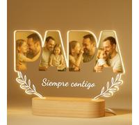 iDIY Luz Nocturna Personalizada para Papá - Regalo para el Día del Padre, Cumpleaños, Navidad - Lámpara LED con Foto y Texto Grabados