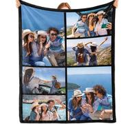 iDIY Manta Personalizada con Foto y Texto - Fotos Personalizadas Regalo Regalo Personalizado para Hombre, Mujer, Familia, Pareja Mantas Personalizadas, Manta Collage, Día de la Madre(6 Fotos)