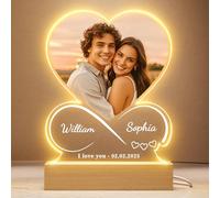 iDIY Marco Corazón Infinito Personalizado con Foto y Nombres - Regalo Personalizado para Pareja - Regalo San Valentín, Aniversario o Cumpleaños para Hombre y Mujer