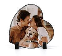 iDIY Marco de Fotos Personalizado Piedra-Portafotos Pizarra para papá Personalizado con Foto, Regalo Día del Padre original, Portafotos de Piedra Natural de Pizarra Personalizado con tu Foto, Familia