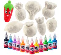 Idiy Party Craft Kit Jumbo Fruit & Veggies Squishies (8 formas W 12 Pinturas de tela)-Kawaii Kawaii perfumado lento Toya Srospishy Squishy Sarmen