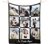 iDIY Regalos Personalizados - Manta Personalizada con Foto y Texto Regalo Personalizado para Mujeres Hombres Familia Amigos Ella Él Regalos para San Valentín Día del Padre/Madre Navidad(9 Fotos)