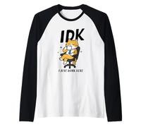 IDK I Just Work Here Cat Coffee Trabajador de Oficina Camiseta Manga Raglan