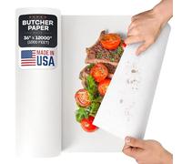 IDL Packaging Rollo de papel de carnicero blanco natural de 36 pulgadas x 1000 pies, papel de regalo kraft resistente a la humedad para cocinar o embalar, envoltura de barbacoa sin encerar para carne