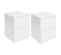 IDMarket - 2 mesitas de noche TOMI 2 cajones de madera blanca