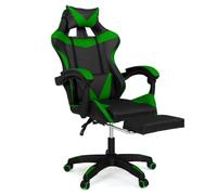 IDMarket Alex - Sillón de juego ajustable con reposapiés, cojín de cabeza y cojín Lumbar, color negro y verde