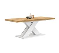 IDMarket Alicia - Mesa de comedor extensible rectangular 6-10 personas, madera y blanco, 160-200 cm