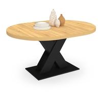 IDMarket Alicia - Mesa de comedor extensible redonda 110-150 cm Madera y Negro