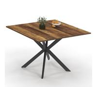 IDMarket Alix - Mesa de comedor cuadrada para 8 personas, diseño de araña, color negro y bandeja de madera oscura Hawkins (110 cm)