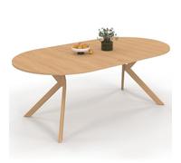 IDMarket Alix - Mesa de comedor extensible redonda 4-10 personas, pie araña madera efecto haya 110-200 cm