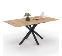 IDMarket - ALIX Mesa de comedor rectangular extensible para 4-8 personas con pata de madera y araña negra 120-160 cm